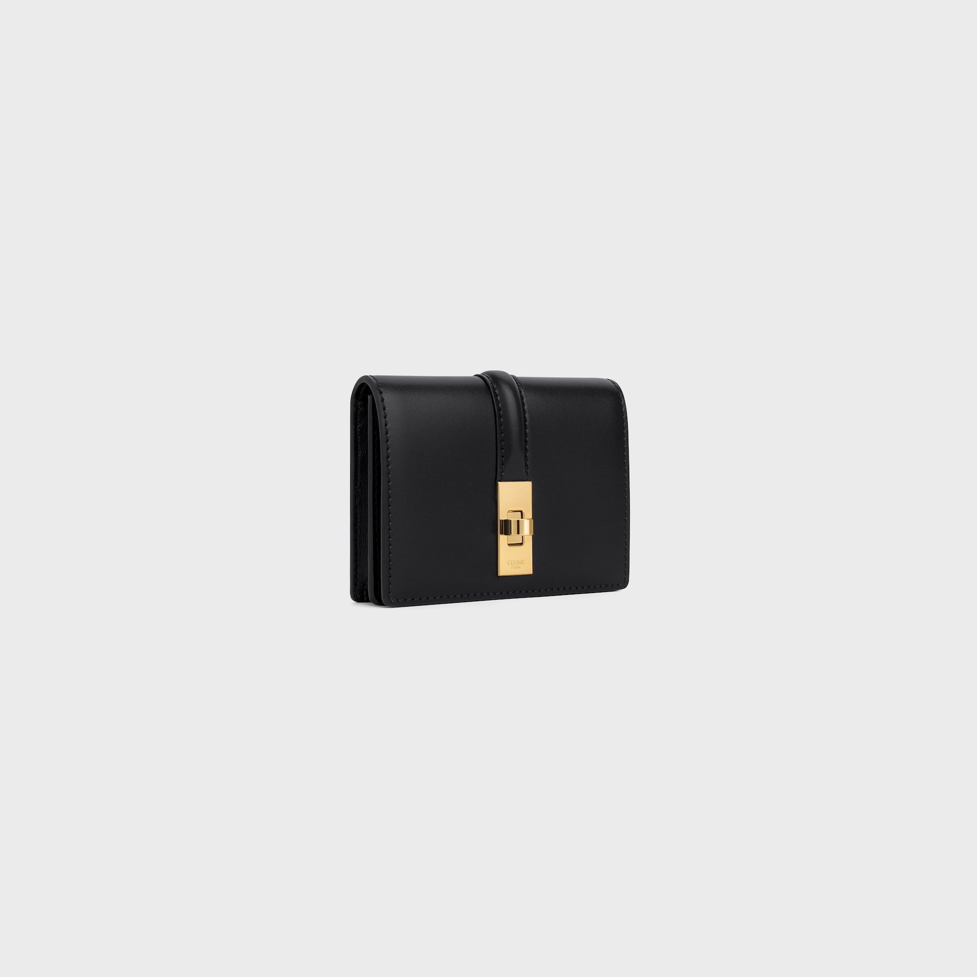 CARD HOLDER WITH FLAP 16 IN SATINATED CALFSKIN BLACK - Image 2